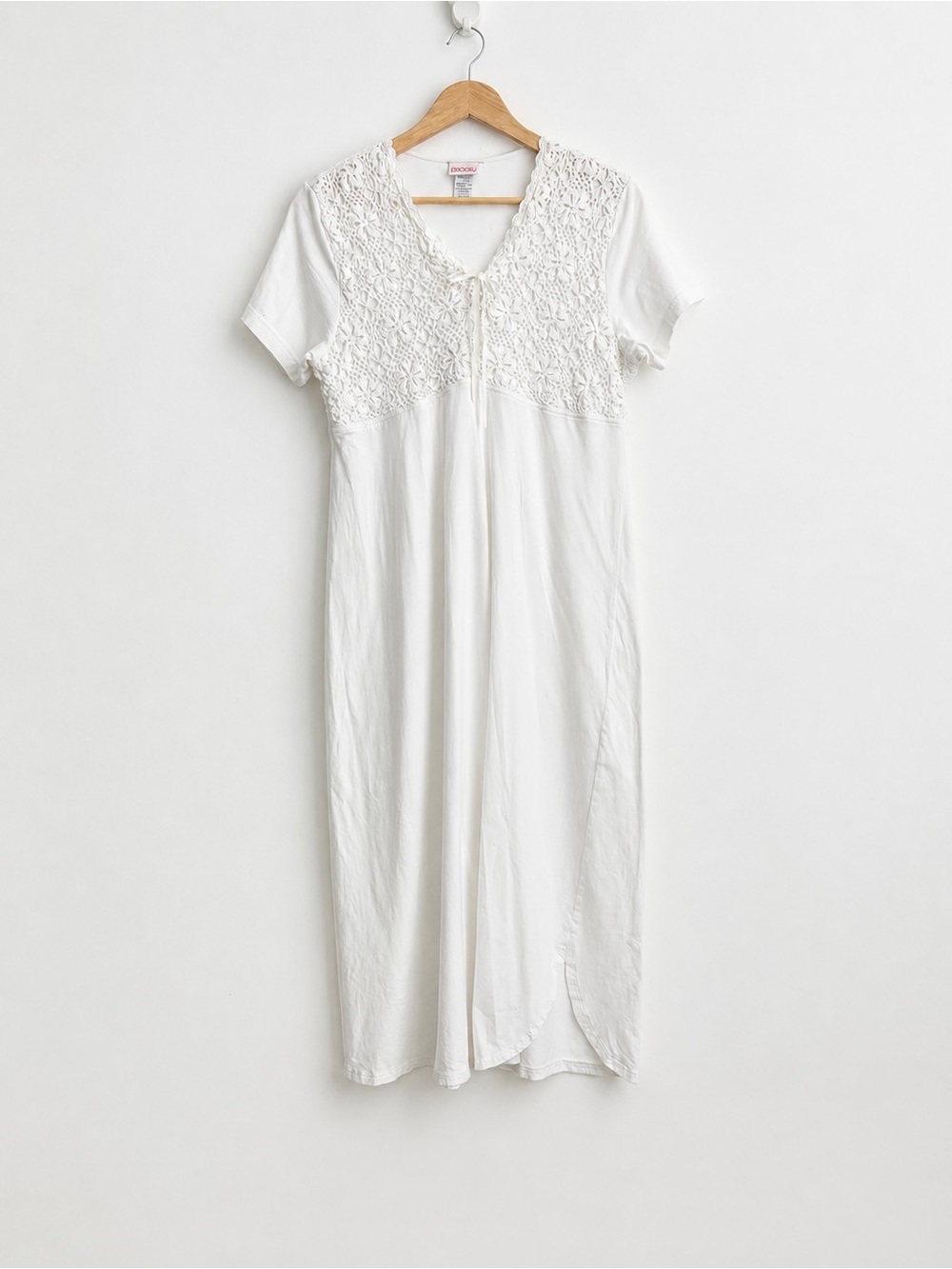 Vintage Monty Cotton Dainty Crochet Pearl Nightgown XL